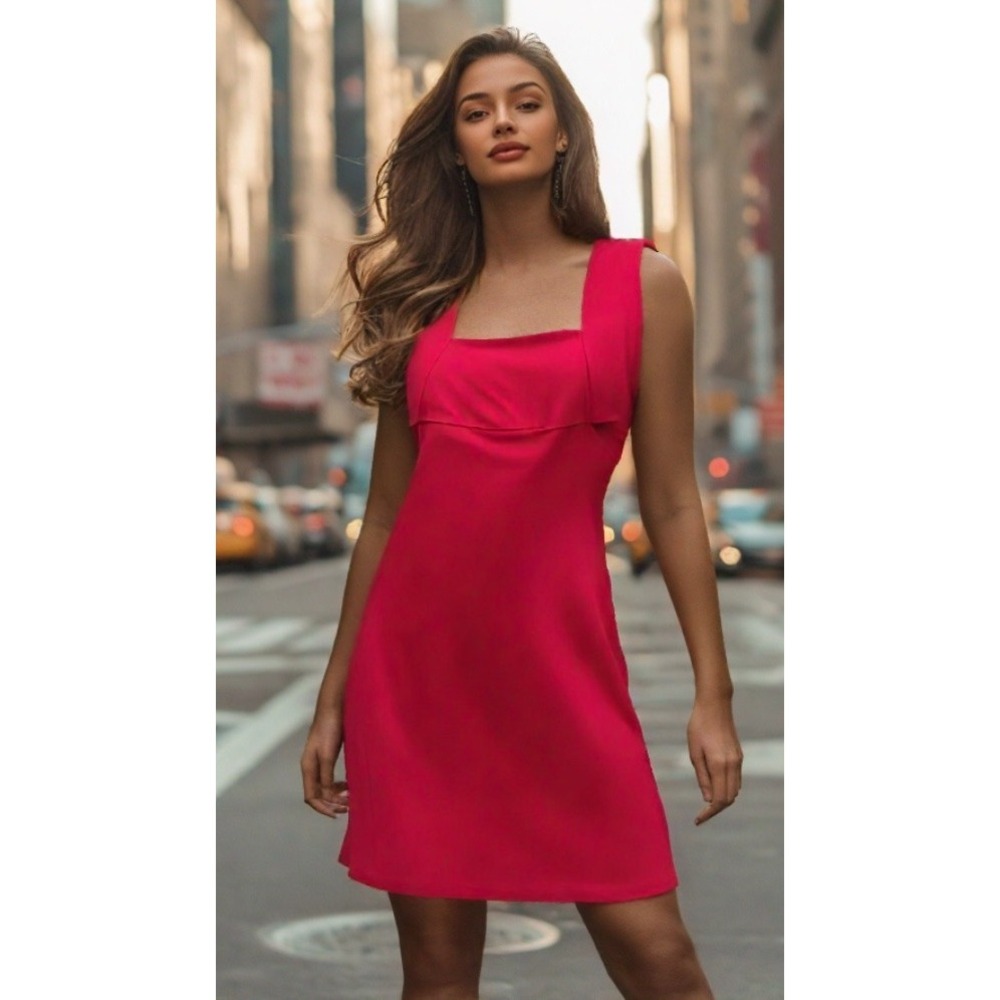 NEW Space Style Concept Dress Sleeveless Mesh Insets Italy PINK Size Large